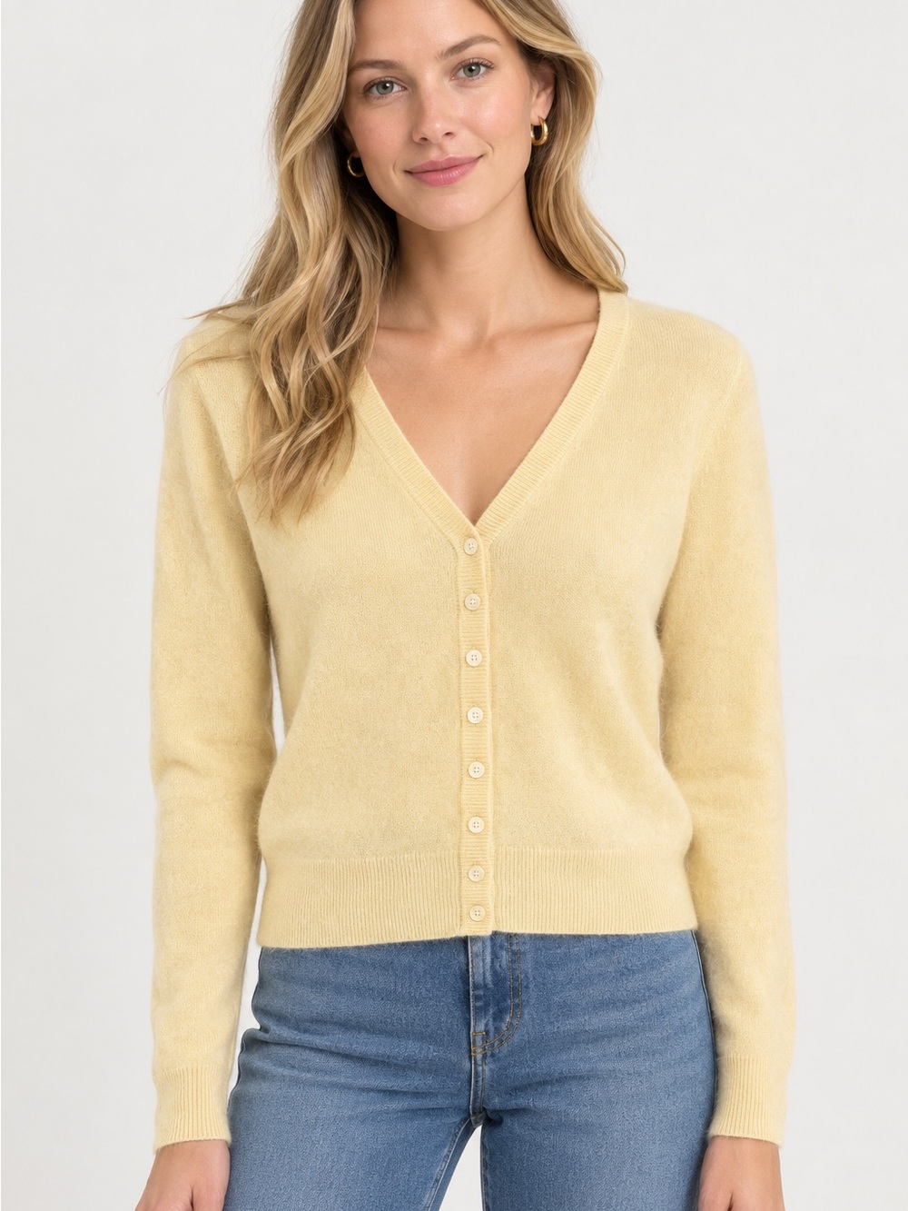 J. Crew Sunlight Yellow Women’s Brushed 100% Cashmere V-Neck Cardigan S CR136